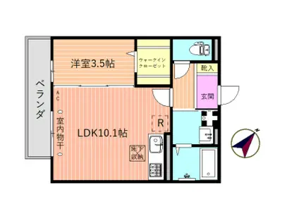 ＪＲ横浜線 町田駅 徒歩8分 2階建 築8年(1LDK/1階)の間取り写真