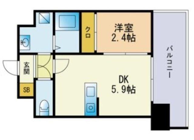 MODERN PALAZZO 天神AXIA(1DK/6階)の間取り写真