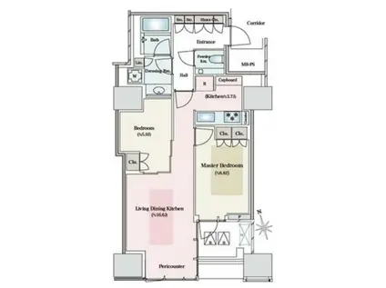 三田ガーデンヒルズ ノースヒル(2LDK/5階)の間取り写真