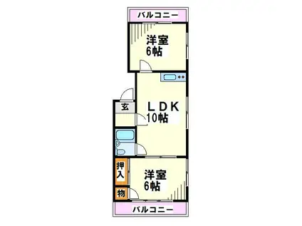 コスモマンション(2LDK/2階)の間取り写真