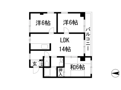 御園第6マンション(3LDK/3階)の間取り写真
