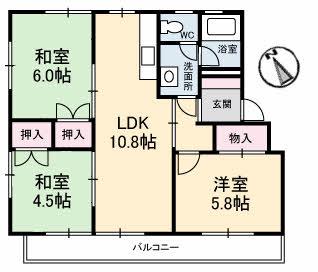 コーポあまず(3LDK/3階)の間取り写真