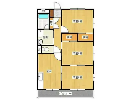 ウィステリア(3DK/1階)の間取り写真