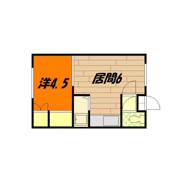 旭町113ハイツA(1DK/2階)の間取り写真