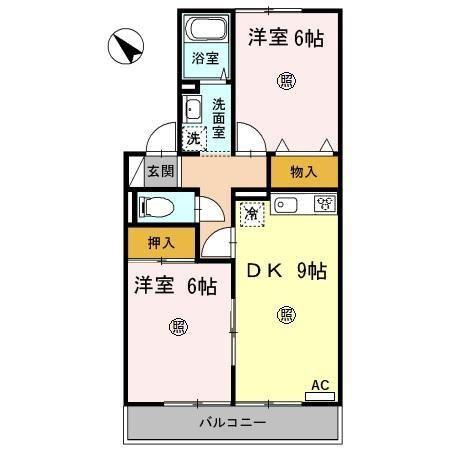 ファミール東(2DK/2階)の間取り写真