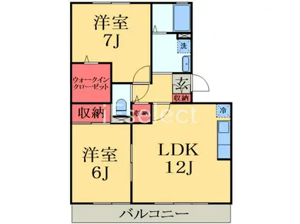 メゾンドォ渕谷A(2LDK/1階)の間取り写真