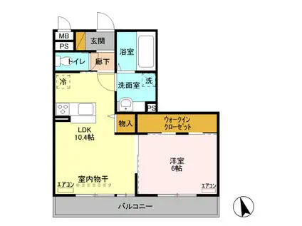 ロハス宮本町(1LDK/2階)の間取り写真