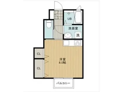 クレアシオン(ワンルーム/1階)の間取り写真