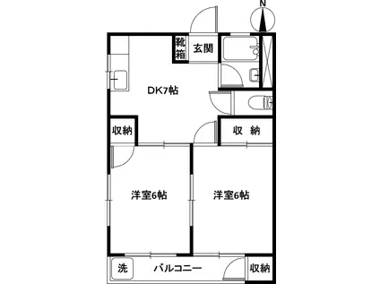 マンション武蔵ヶ丘(2DK/1階)の間取り写真