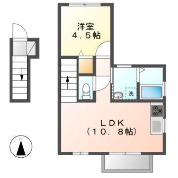 エントピアヤダIII(1LDK/2階)の間取り写真