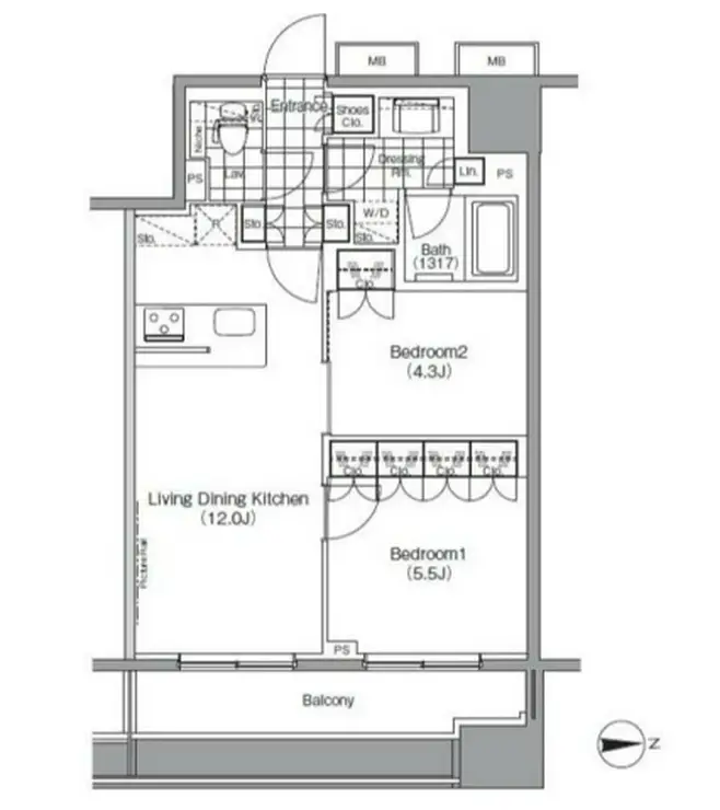 ザ・パークハビオ蔵前 8階階 間取り