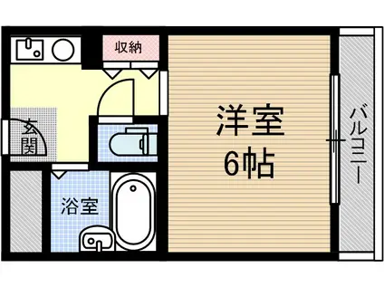 ナチュール茨木(ワンルーム/3階)の間取り写真