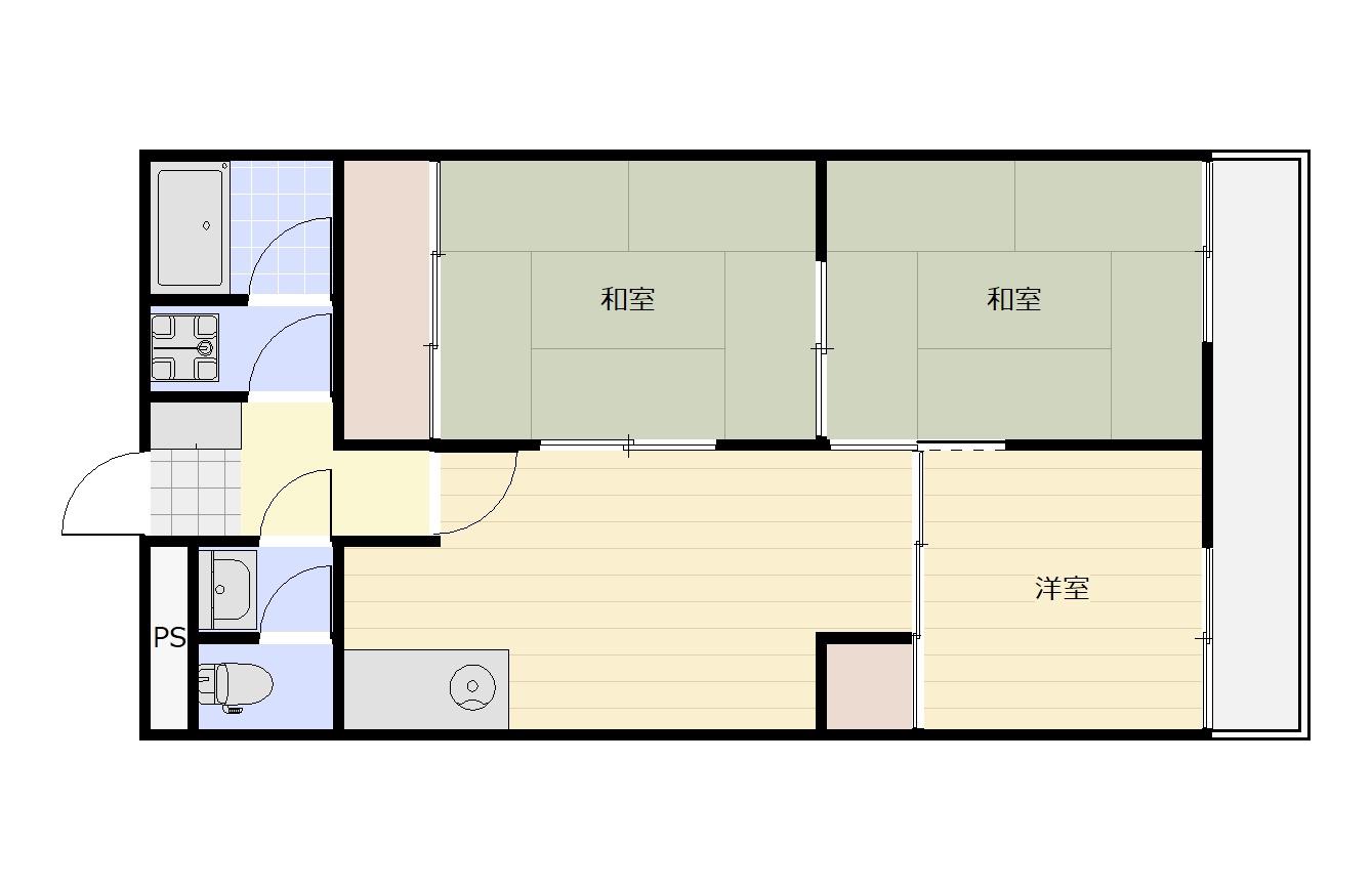 東讃ハイツ(3DK/2階)の間取り写真
