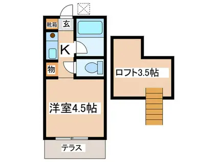 エクセランス小金井(1K/1階)の間取り写真