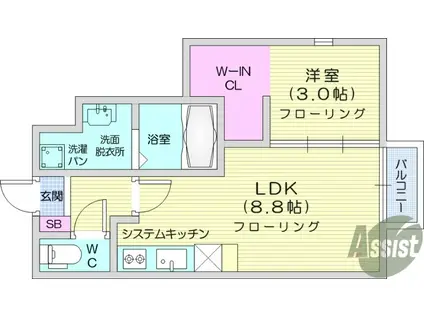 愛友・太子堂(1LDK/1階)の間取り写真
