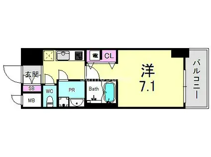 アドバンス三宮シュロス(1K/3階)の間取り写真