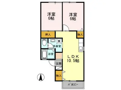 カトルセゾン A棟(2LDK/1階)の間取り写真