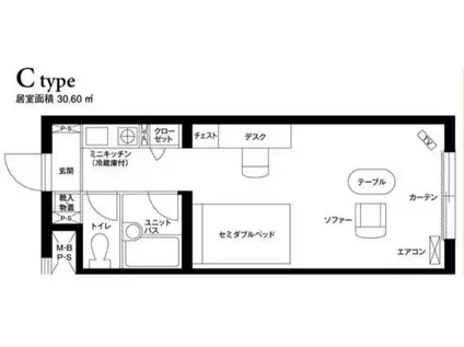 グリーンヒル恵比寿(ワンルーム/2階)の間取り写真