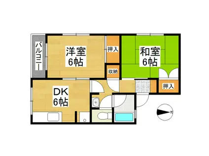 クボタパルデンス(2DK/2階)の間取り写真