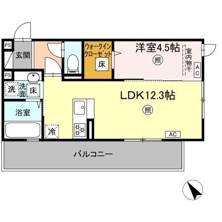 TORISIA新八代(1LDK/1階)の間取り写真