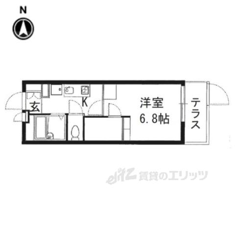 レオパレスヴィルヌーブ大和王寺(1K/1階)の間取り写真