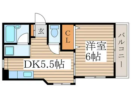 ローズマンション(1DK/2階)の間取り写真