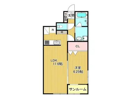 ル・グラン(1LDK/1階)の間取り写真