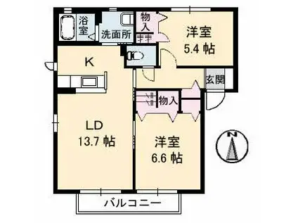 SQUARE35 D棟(2LDK/1階)の間取り写真