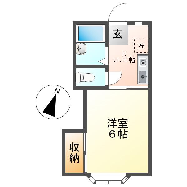ロマーナ中庄(1K/2階)の間取り写真