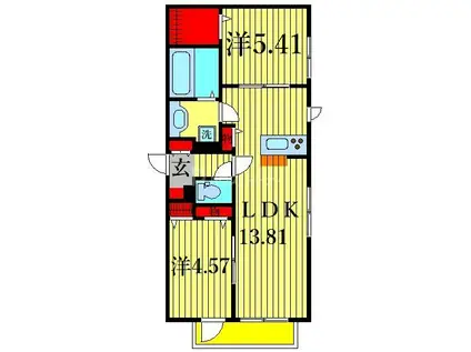 アンソレイエ(2LDK/2階)の間取り写真