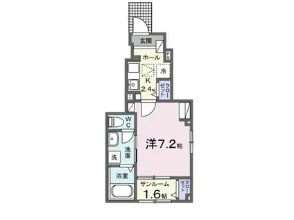 ラ・セーヌ博労(1K/1階)の間取り写真