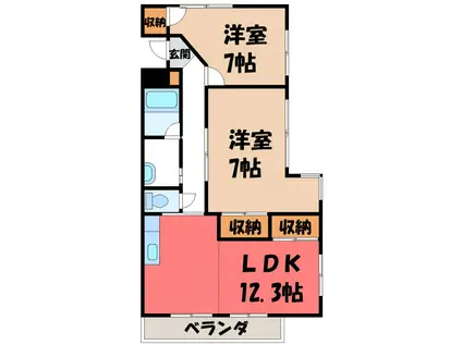 リエス前橋大島(2LDK/3階)の間取り写真
