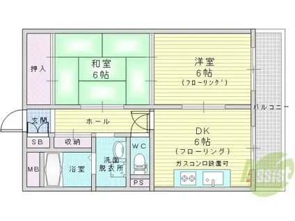 ラ・ヴィオラ桃山台(2DK/1階)の間取り写真