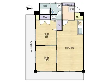 パイオニア香久池(2LDK/5階)の間取り写真