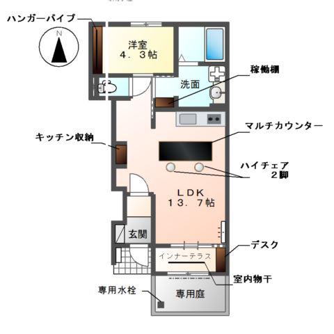 メゾン ボヌール(1LDK/1階)の間取り写真