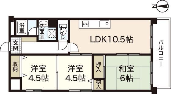 エスポワール舟入(3LDK/7階)の間取り写真
