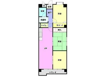 ヒルトンブルー(3LDK/2階)の間取り写真