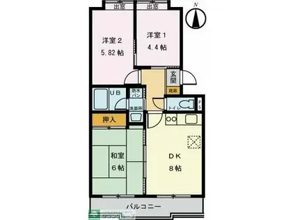 アーバンハイムZEN(3DK/2階)の間取り写真