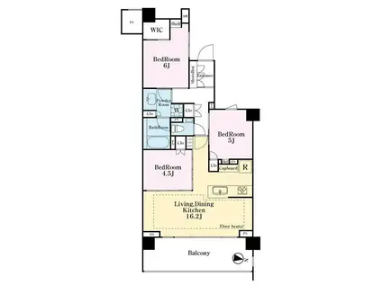 パークシティ高田馬場(3LDK/6階)の間取り写真