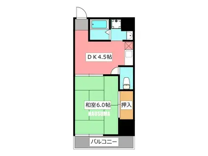 御代の台マンション(1DK/8階)の間取り写真
