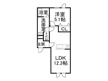 西11条南16AP(1LDK/2階)の間取り写真
