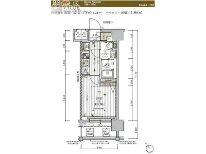 メインステージ東神奈川(1K/3階)の間取り写真