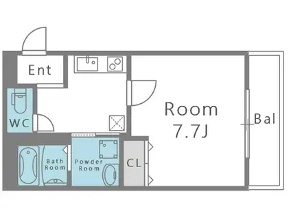 フジパレス桑津V番館(1K/3階)の間取り写真