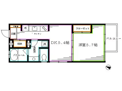 ヘリタス中野(1DK/5階)の間取り写真