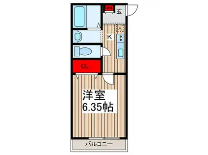 WILL GRANO岩槻(1K/1階)の間取り写真