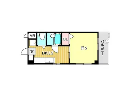 ポコアポコ甲子園口メゾン(1DK/4階)の間取り写真