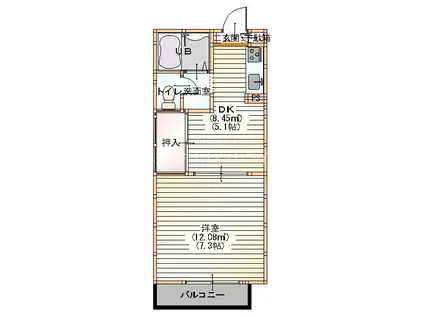 コーポ・アルタ(1DK/1階)の間取り写真