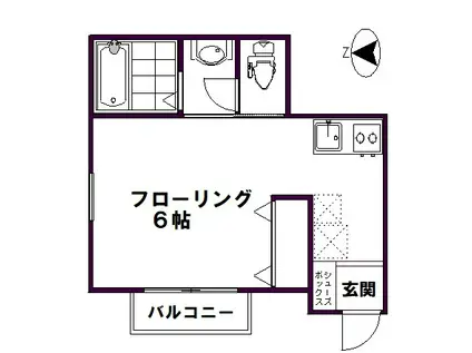 メープルハイツ(1K/2階)の間取り写真