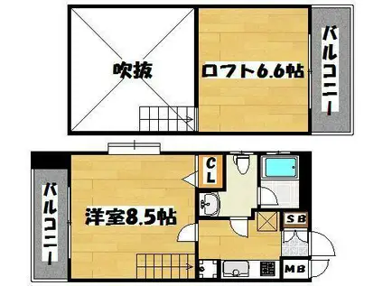 ピュアドーム博多21(1K/10階)の間取り写真