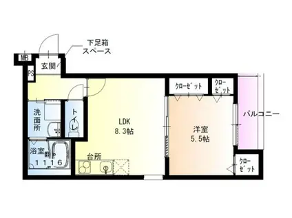 フジパレス春木駅北III番館(1LDK/1階)の間取り写真